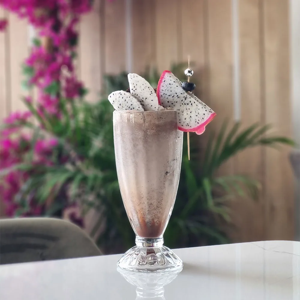 Tall garnished milkshake