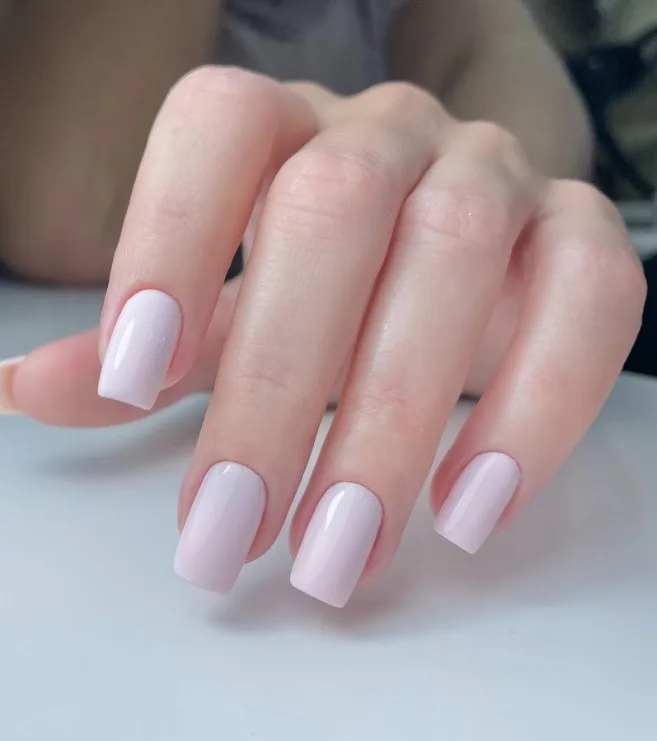 Pale pink square manicure