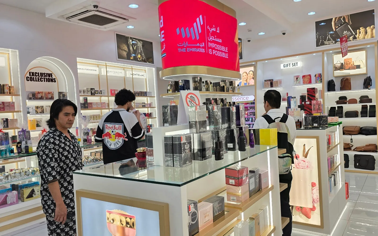 Bright interior of Coral Perfumes showing exclusive collections and gift sets