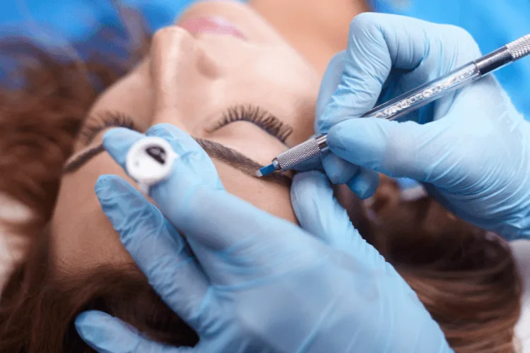 Eyebrow microblading procedure