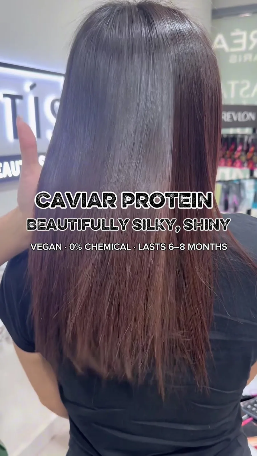 Silky, shiny hair result after a protein treatment