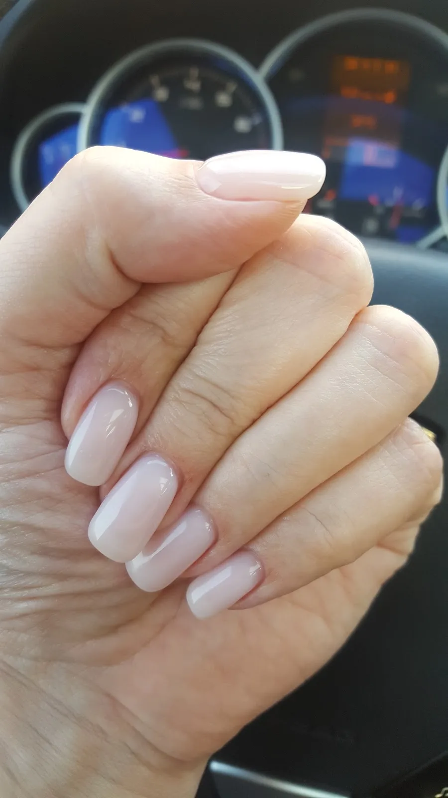 Natural pink-and-white nails