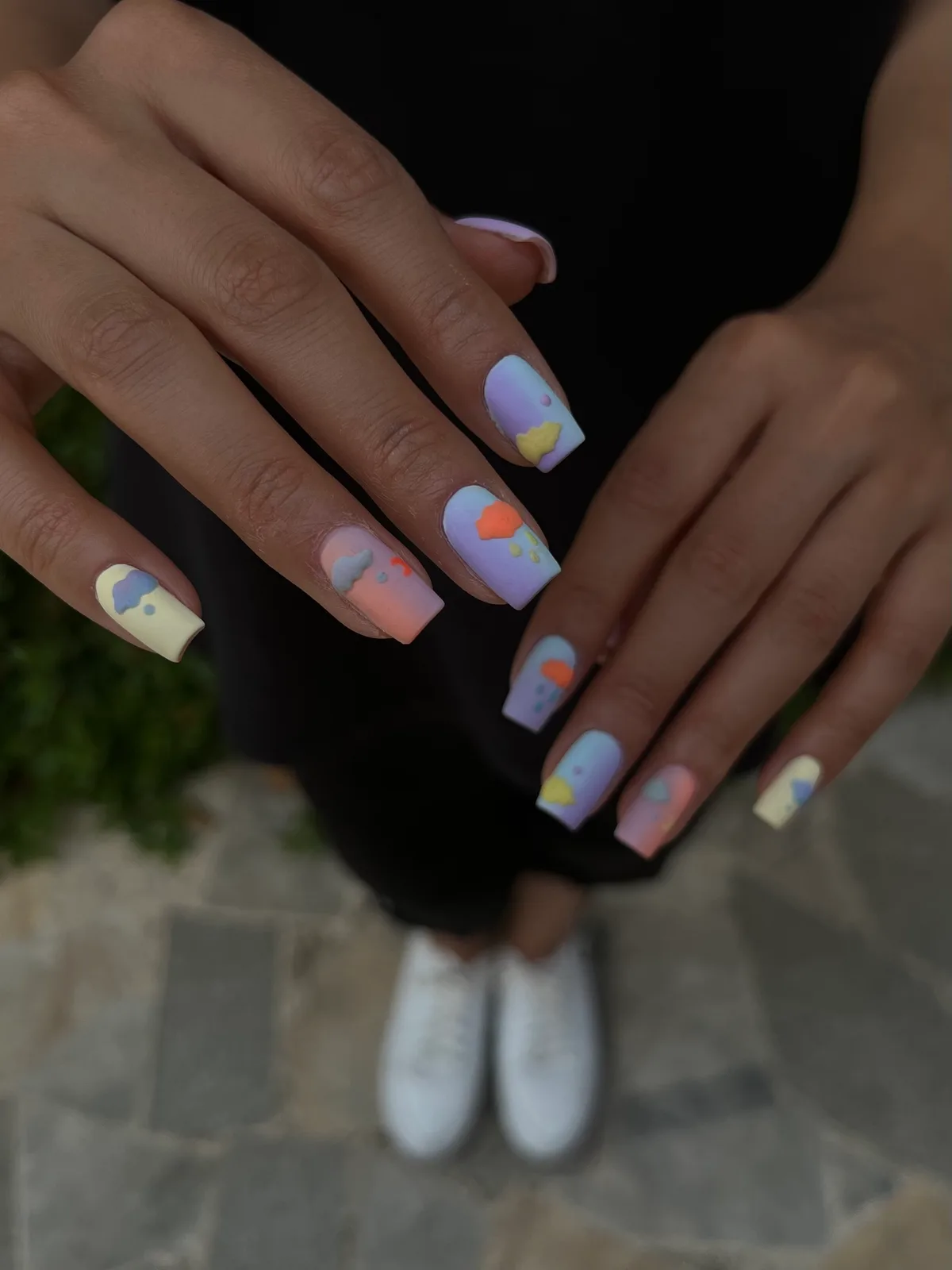 Pastel abstract painted nails