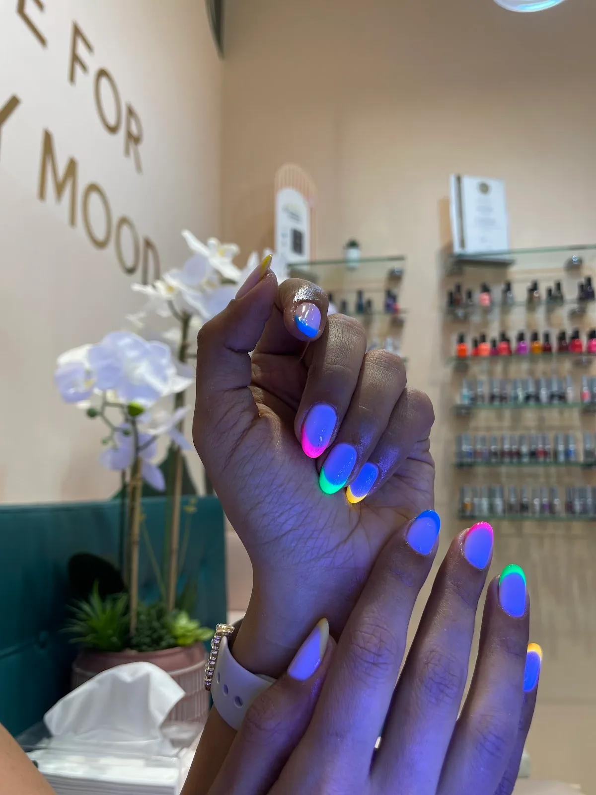 Neon french tip nails