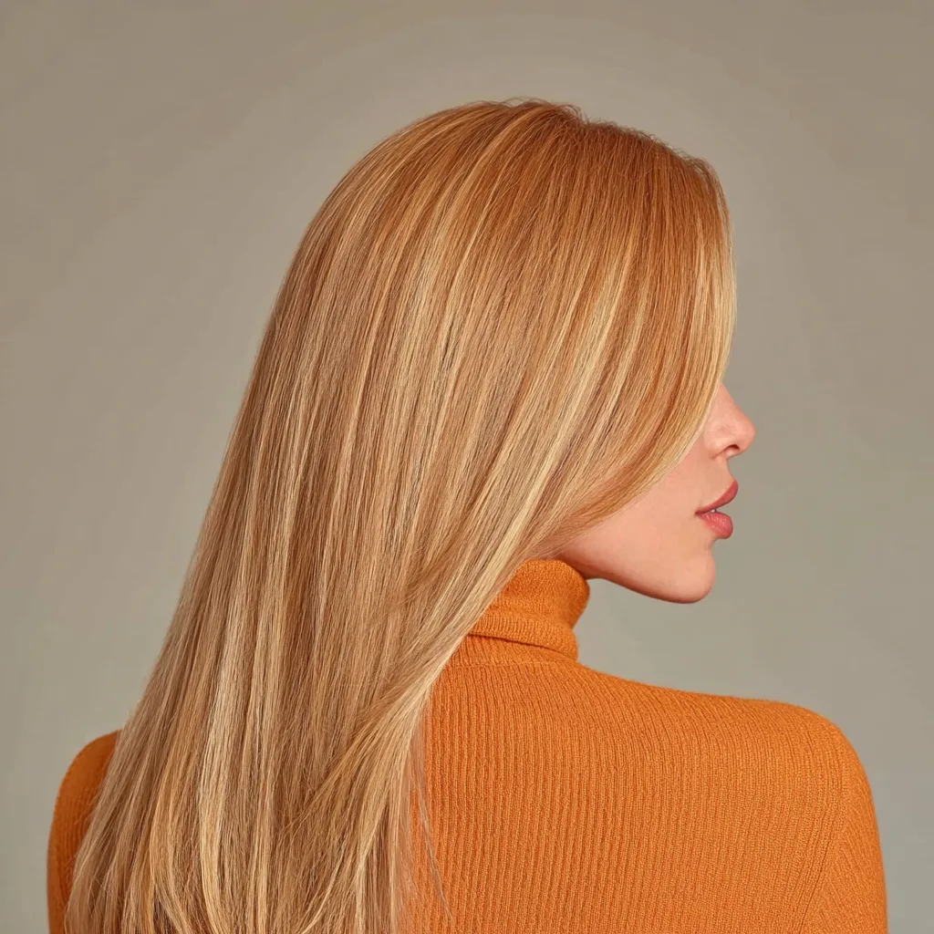 Smooth, glossy blonde hair finish