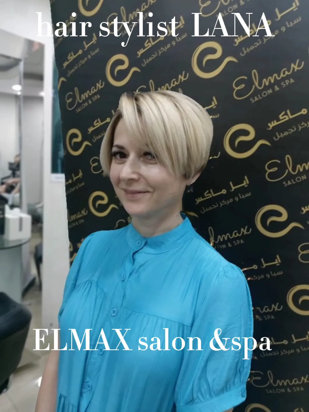 Fresh short blonde cut styled at ELMAX