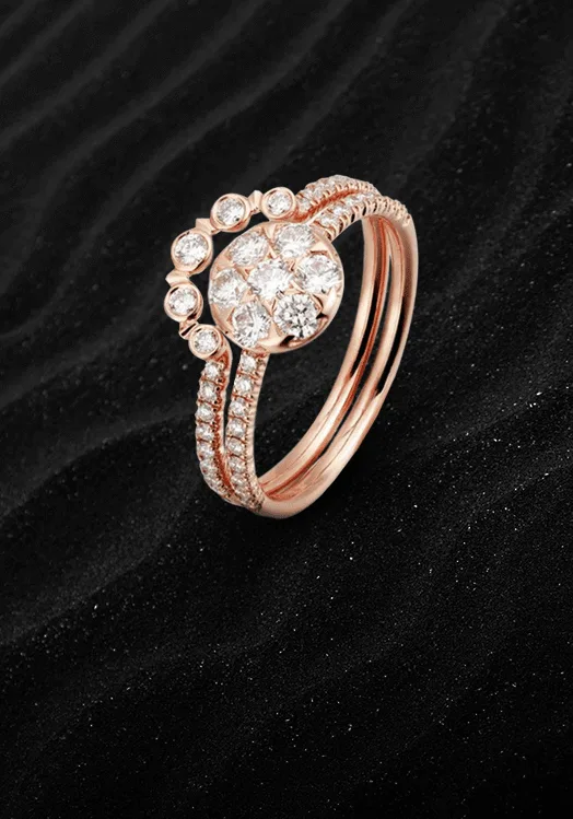 Rose gold diamond cluster ring