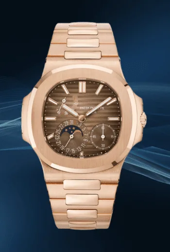 Rose gold moon-phase sports watch