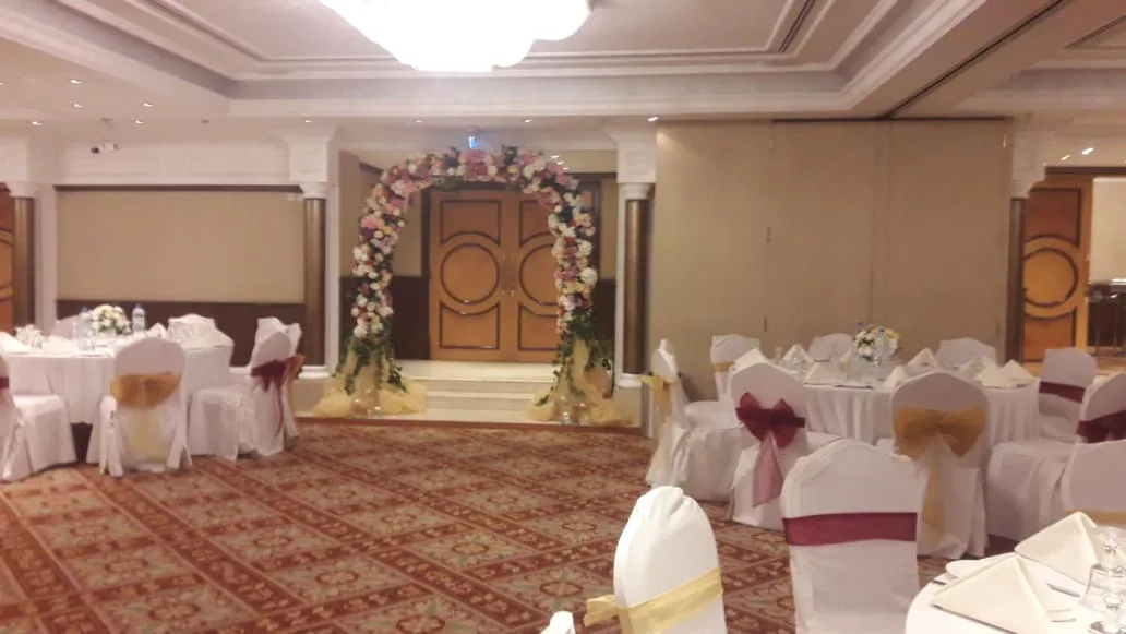 Floral arch at a wedding venue