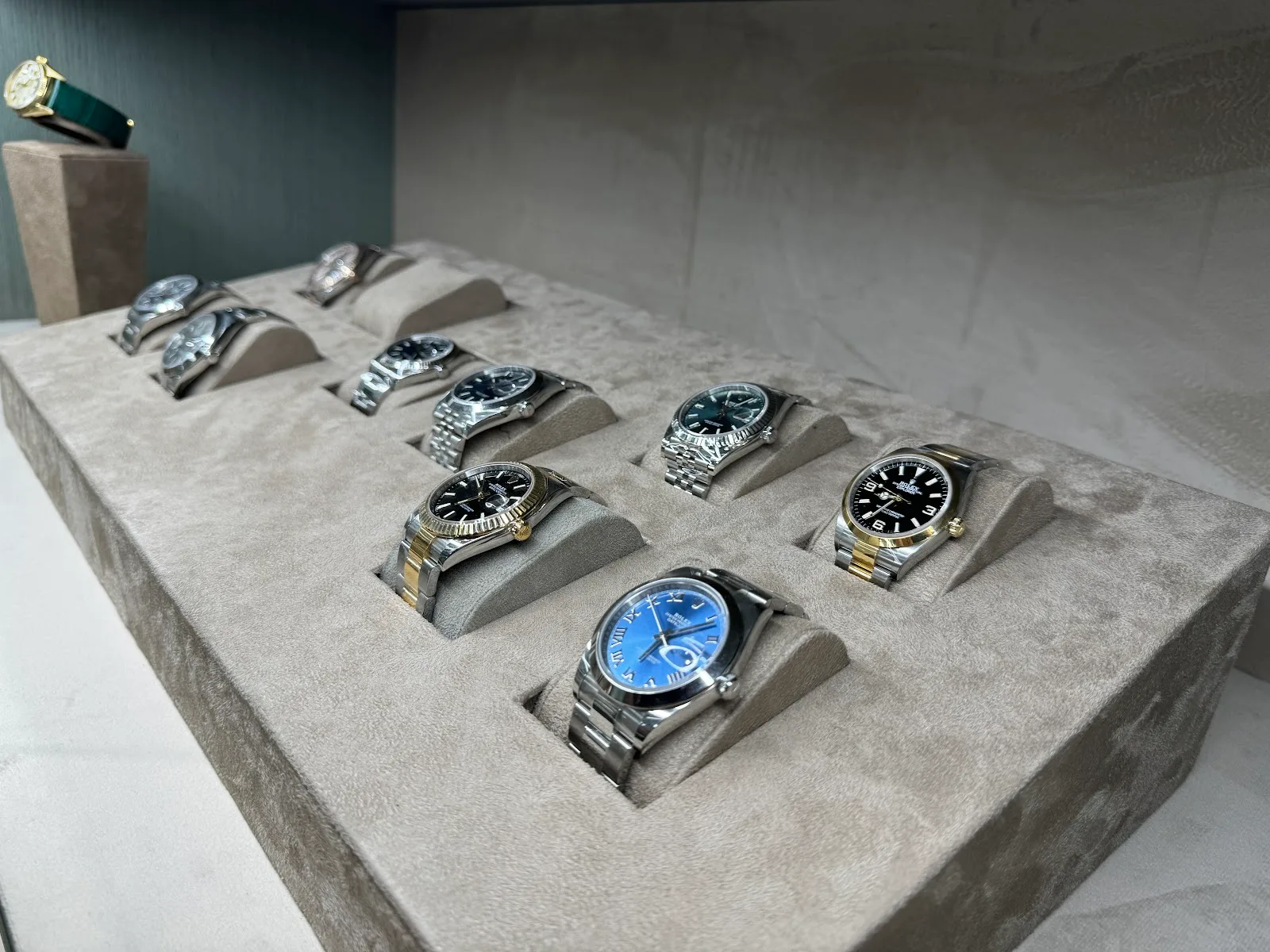 Display tray of pre-owned Rolex watches