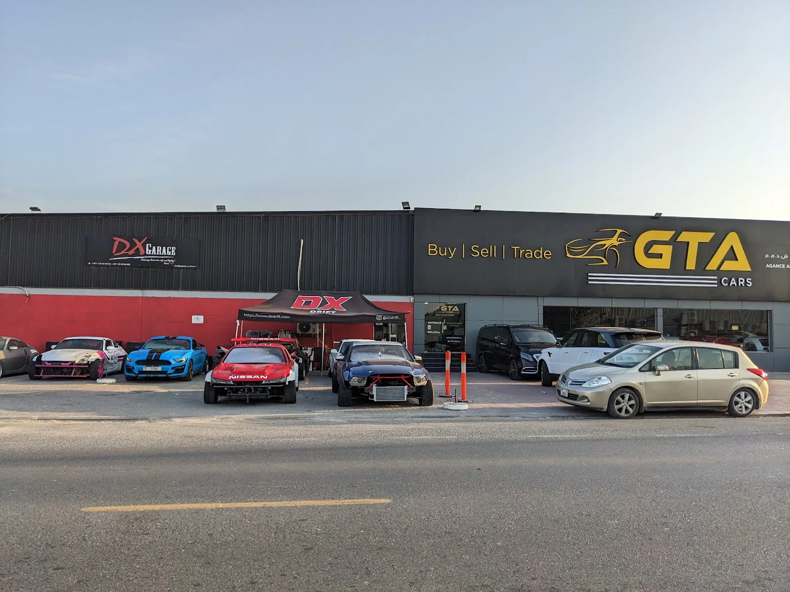 Street view of DX Garage with the DX Drift tent
