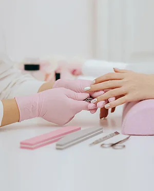 Manicure in progress