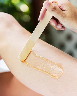 Waxing treatment on skin
