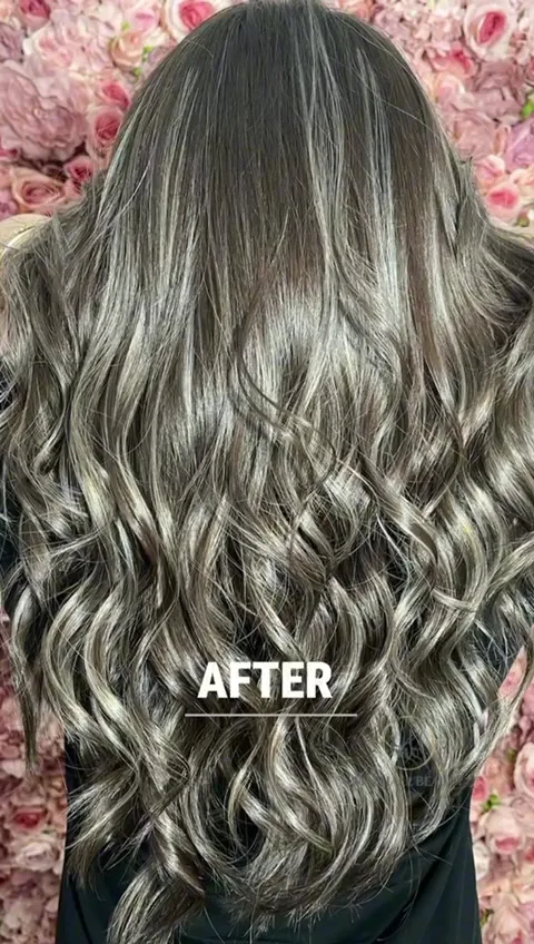 Cool-toned curled hair colour result