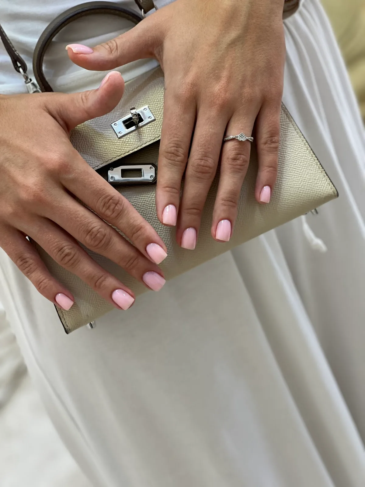 Soft glossy pink manicure