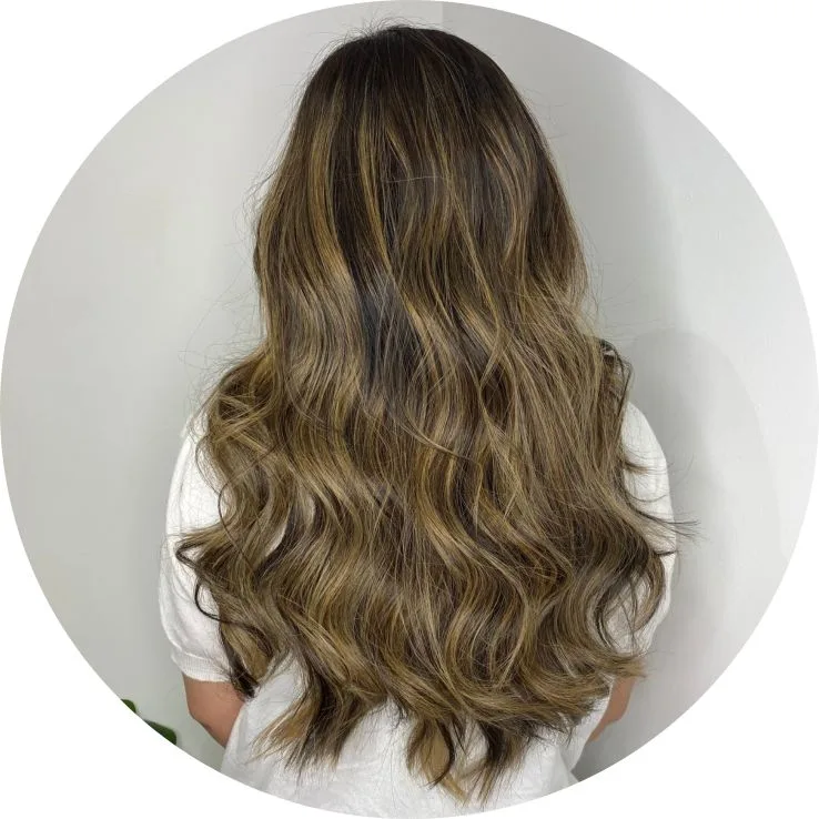 Honey balayage waves, back view