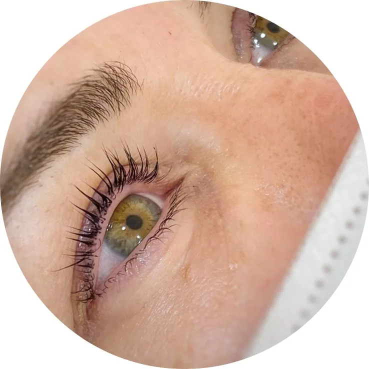 Brow and lash detail close-up