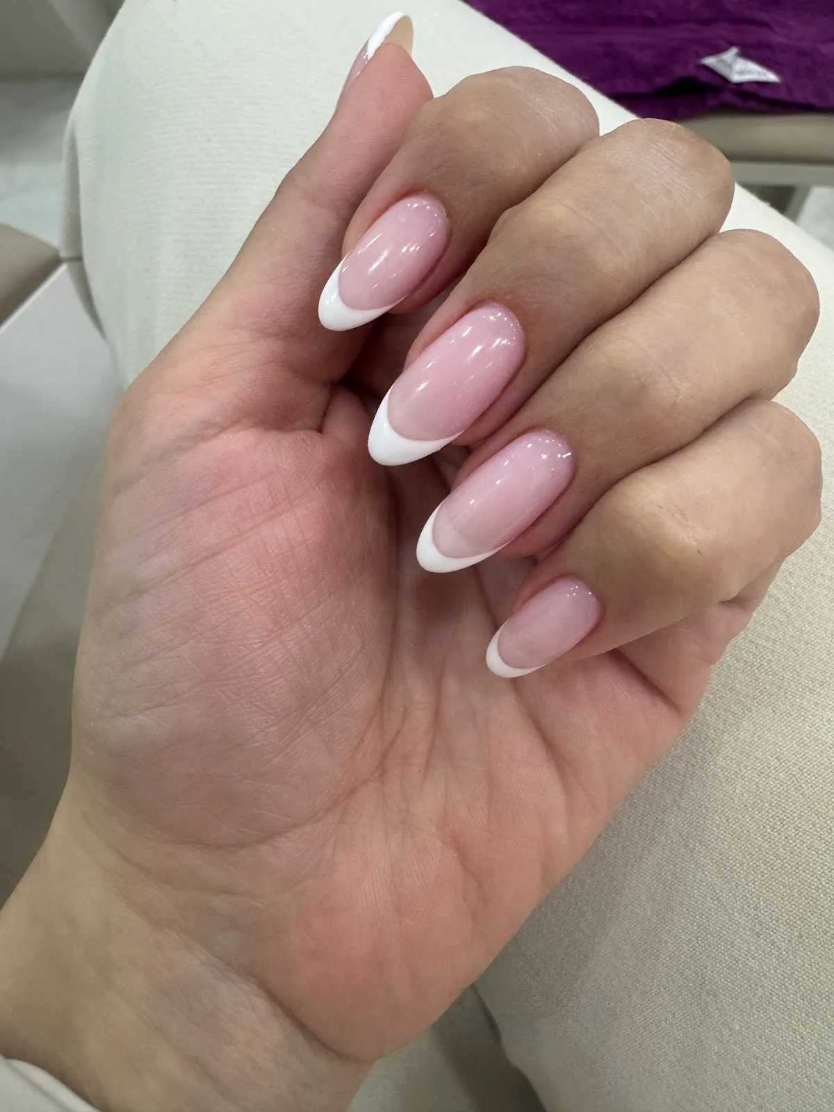 French manicure on almond nails