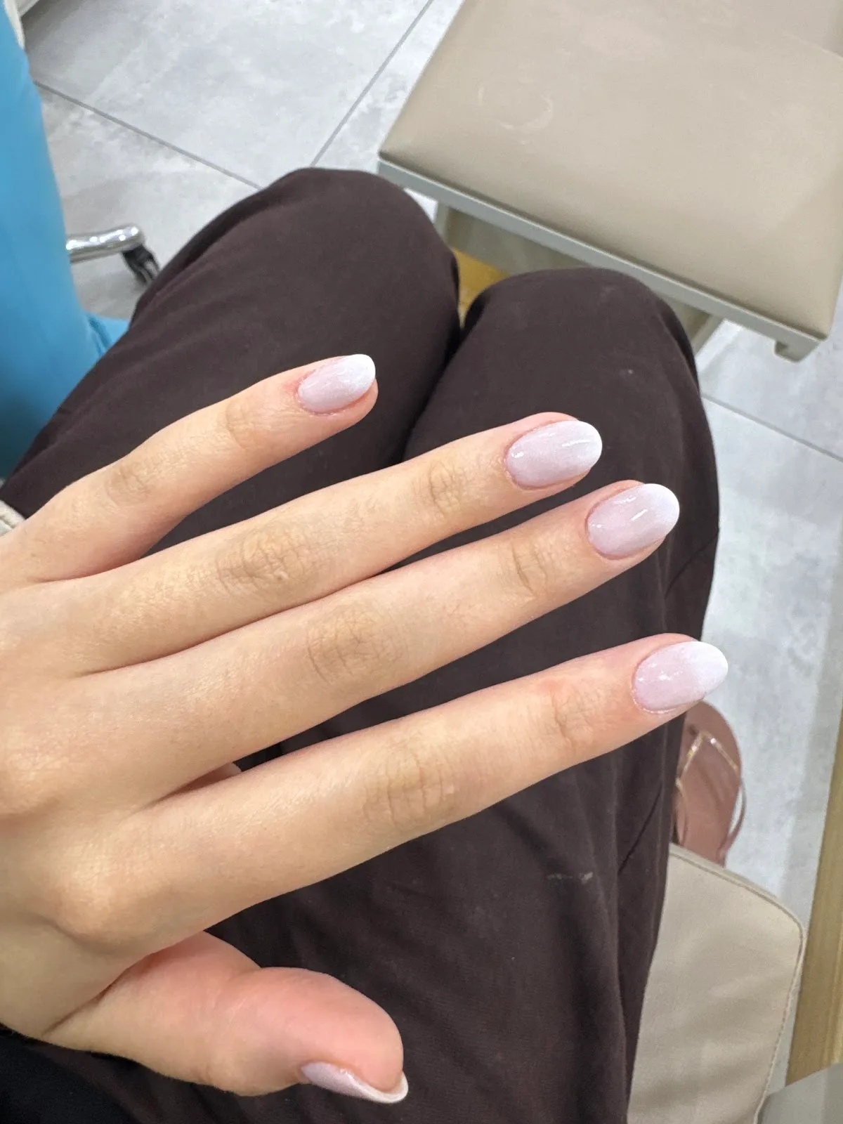 Sheer milky pink manicure