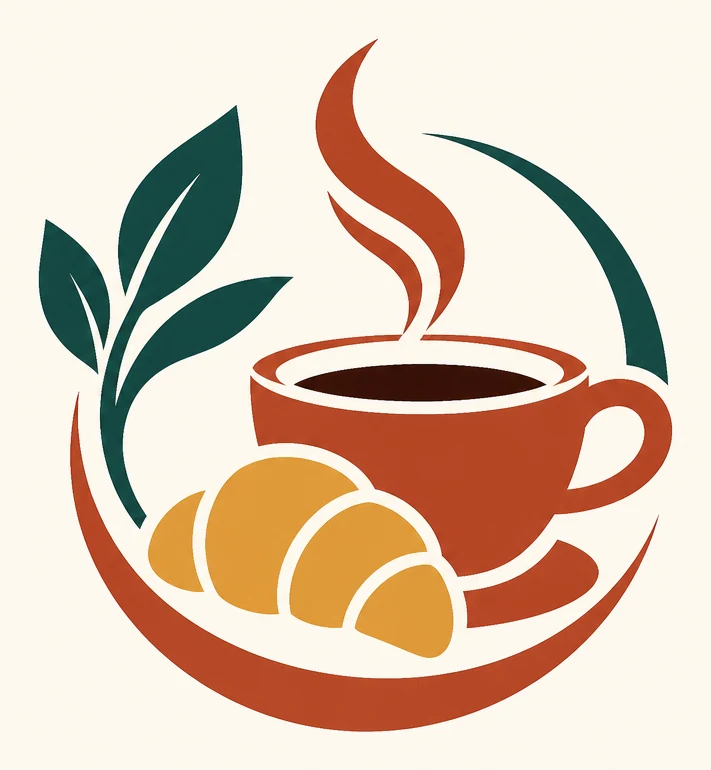 Baker Street Cafe logo — a coffee cup, croissant and leaf