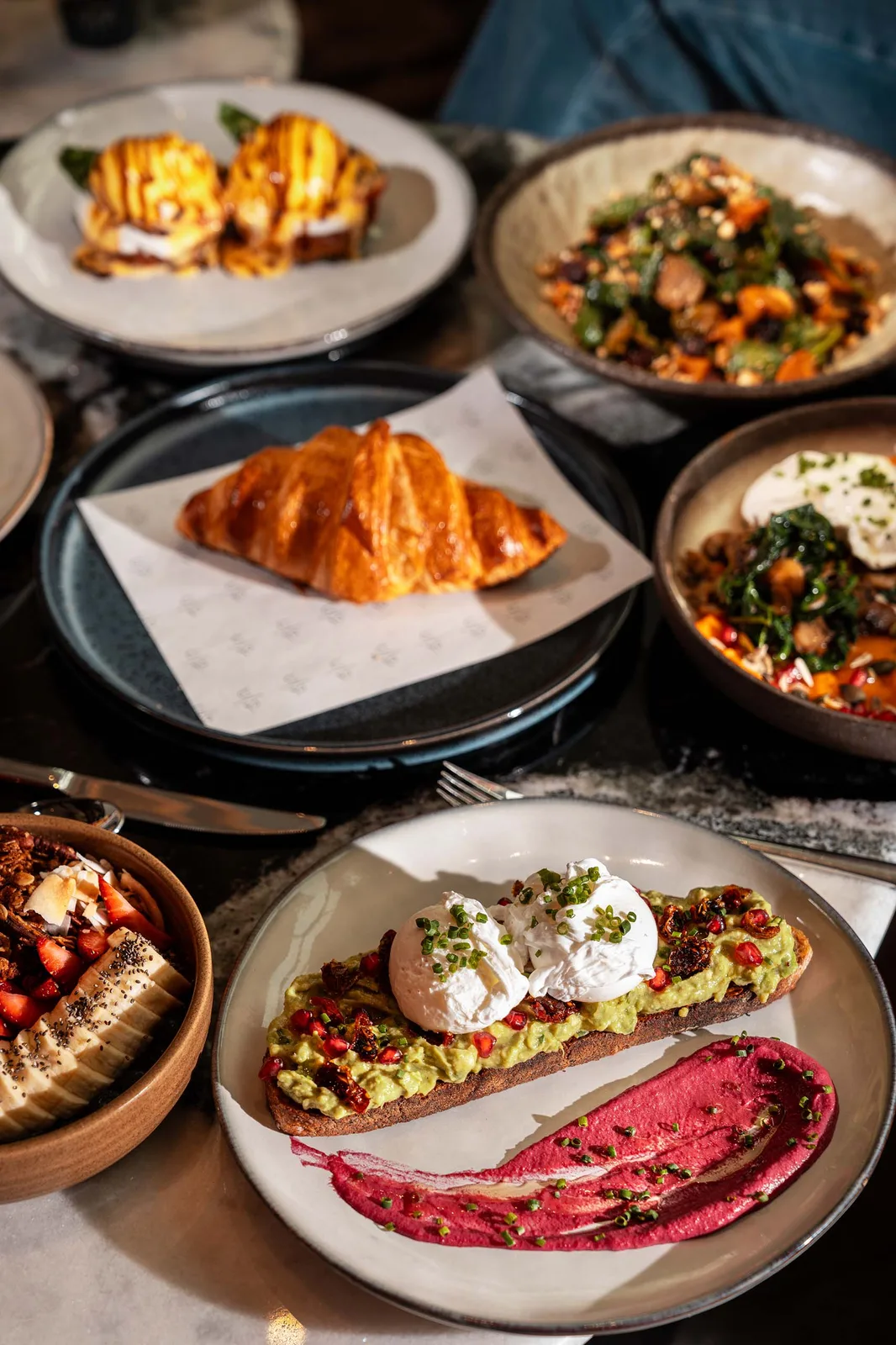 A spread of brunch plates