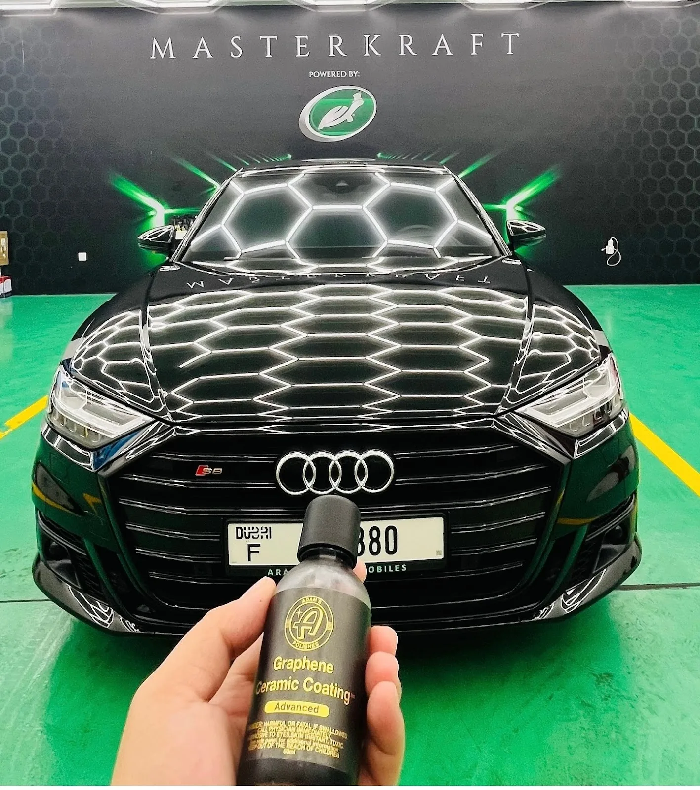 Black Audi with graphene ceramic coating at MasterKraft
