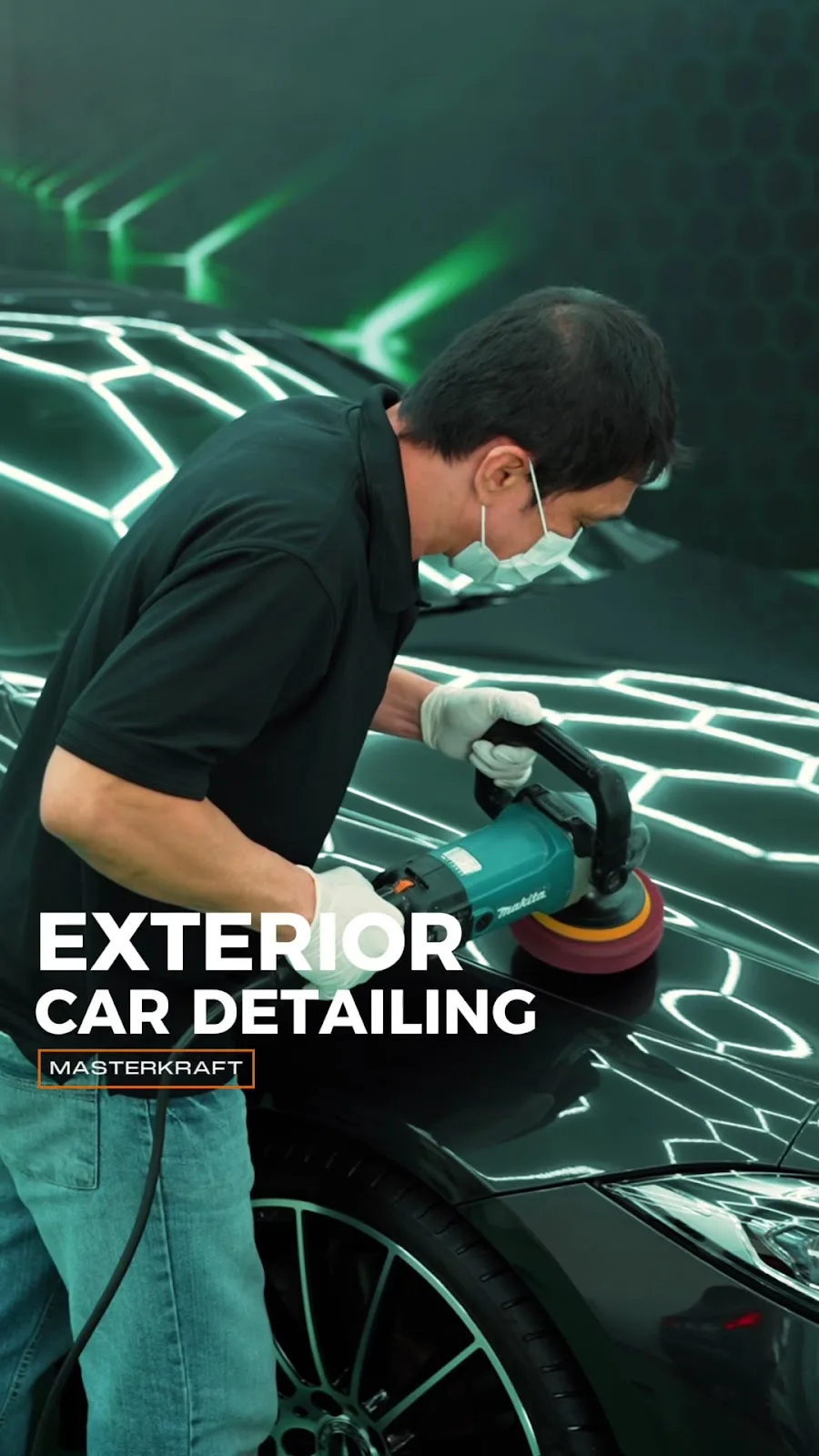 MasterKraft technician machine polishing a car exterior