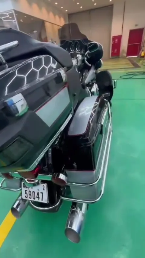 Detailed touring motorcycle in the studio