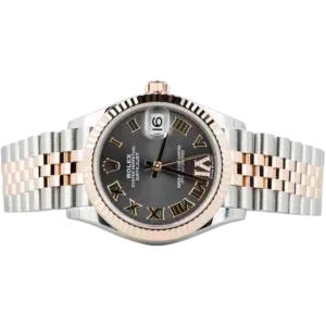 Rolex Datejust in Everose gold and steel with slate Roman-numeral dial