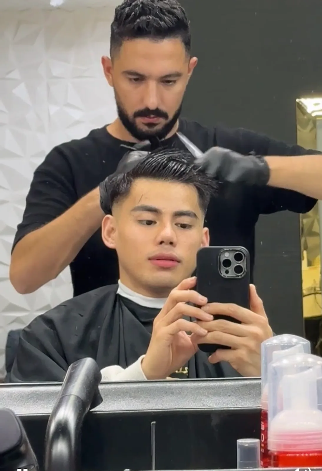 Mid-cut at the mirror
