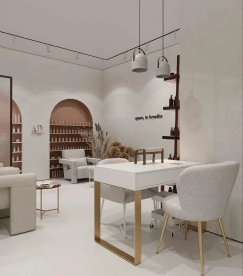 Arched interior detail inside HIGH22 with the words space to breathe