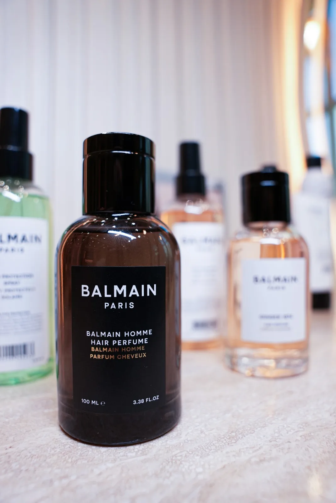 Premium hair care products on display