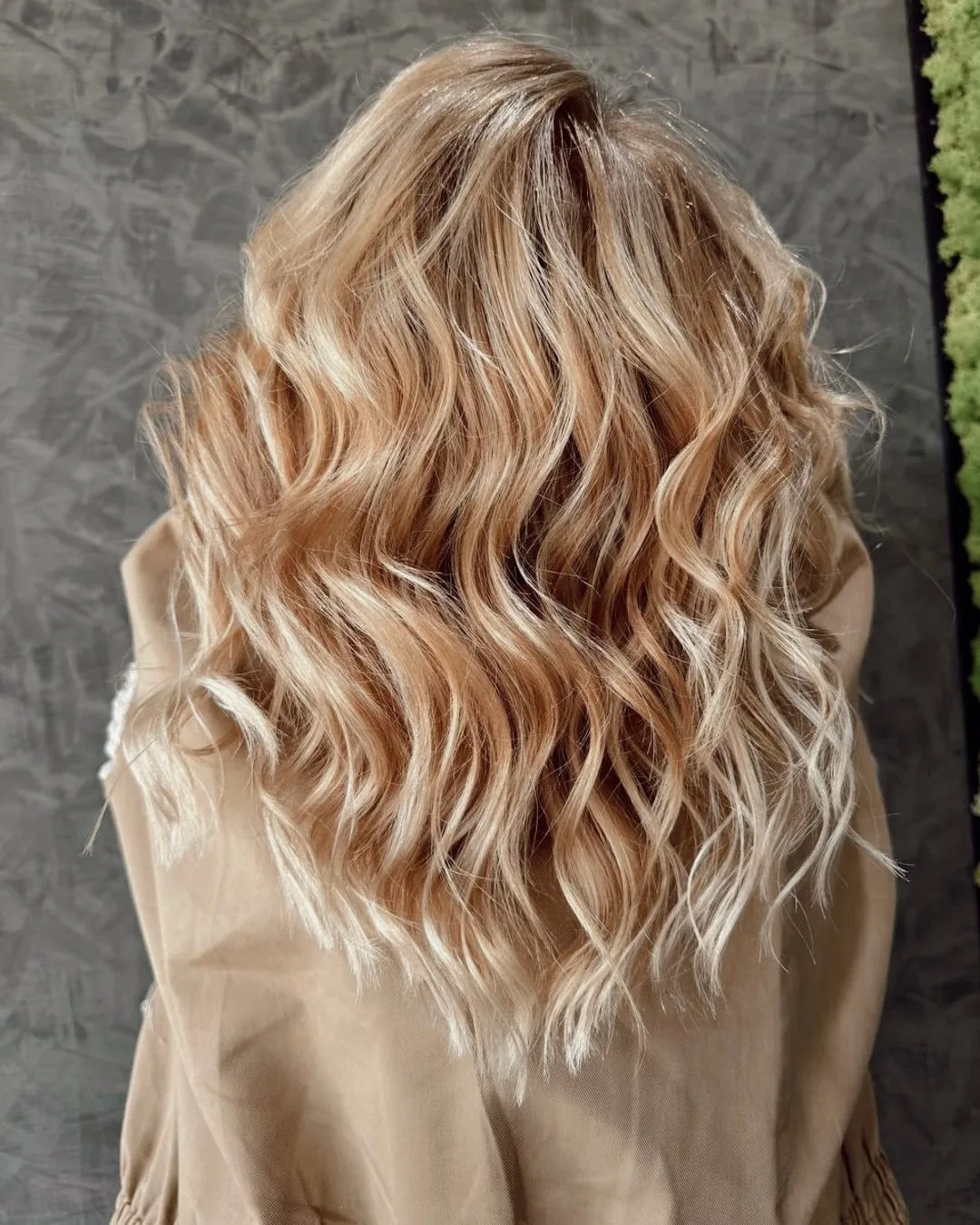 Long blonde hair with soft beach waves