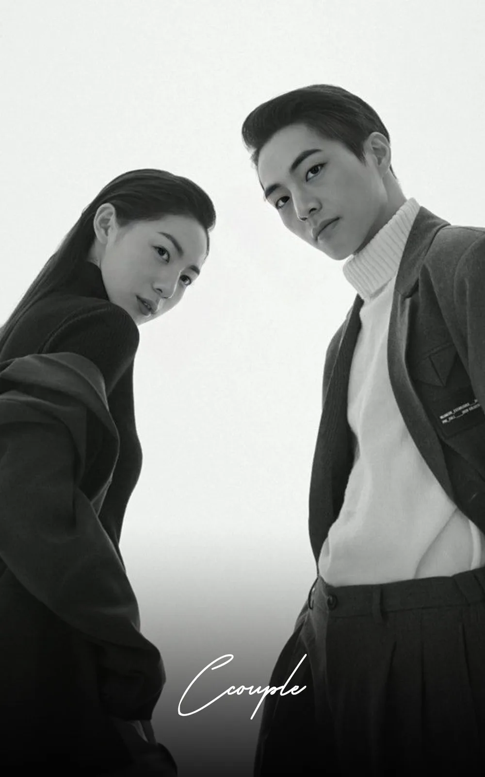 A couple photographed in monochrome