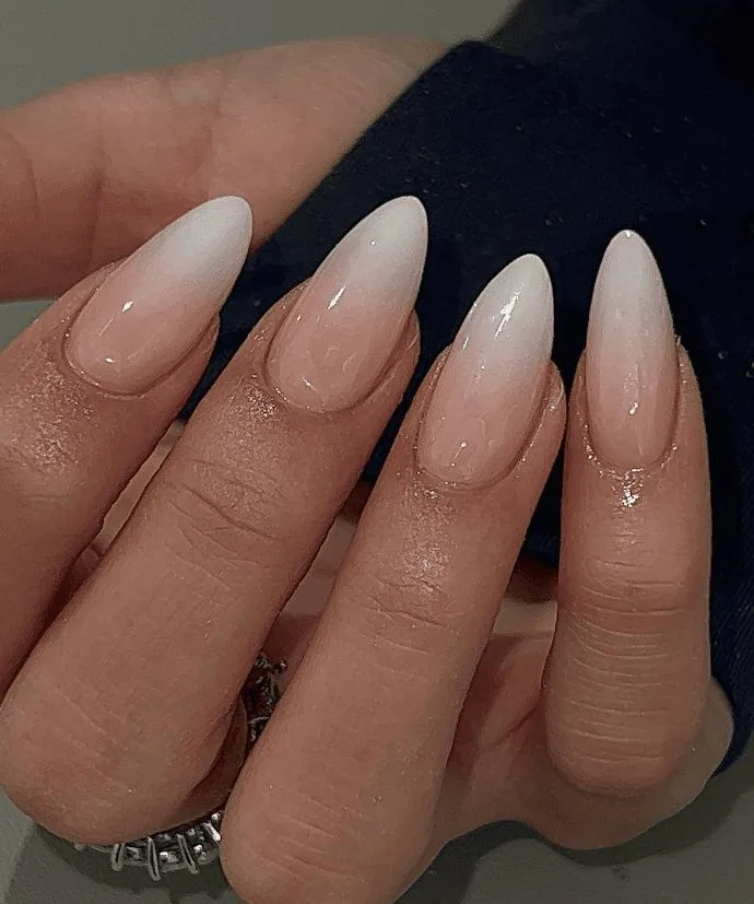 Nude ombre almond nails