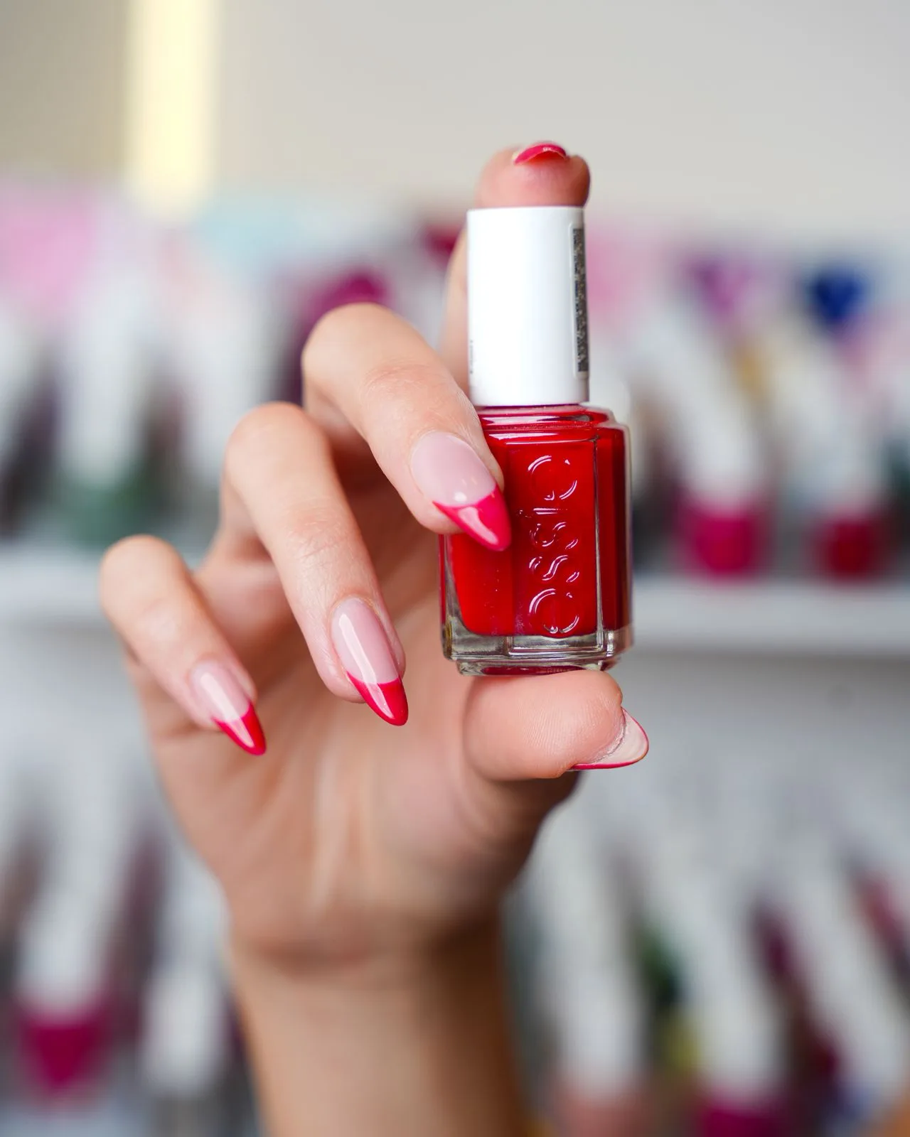 Red French tip nails