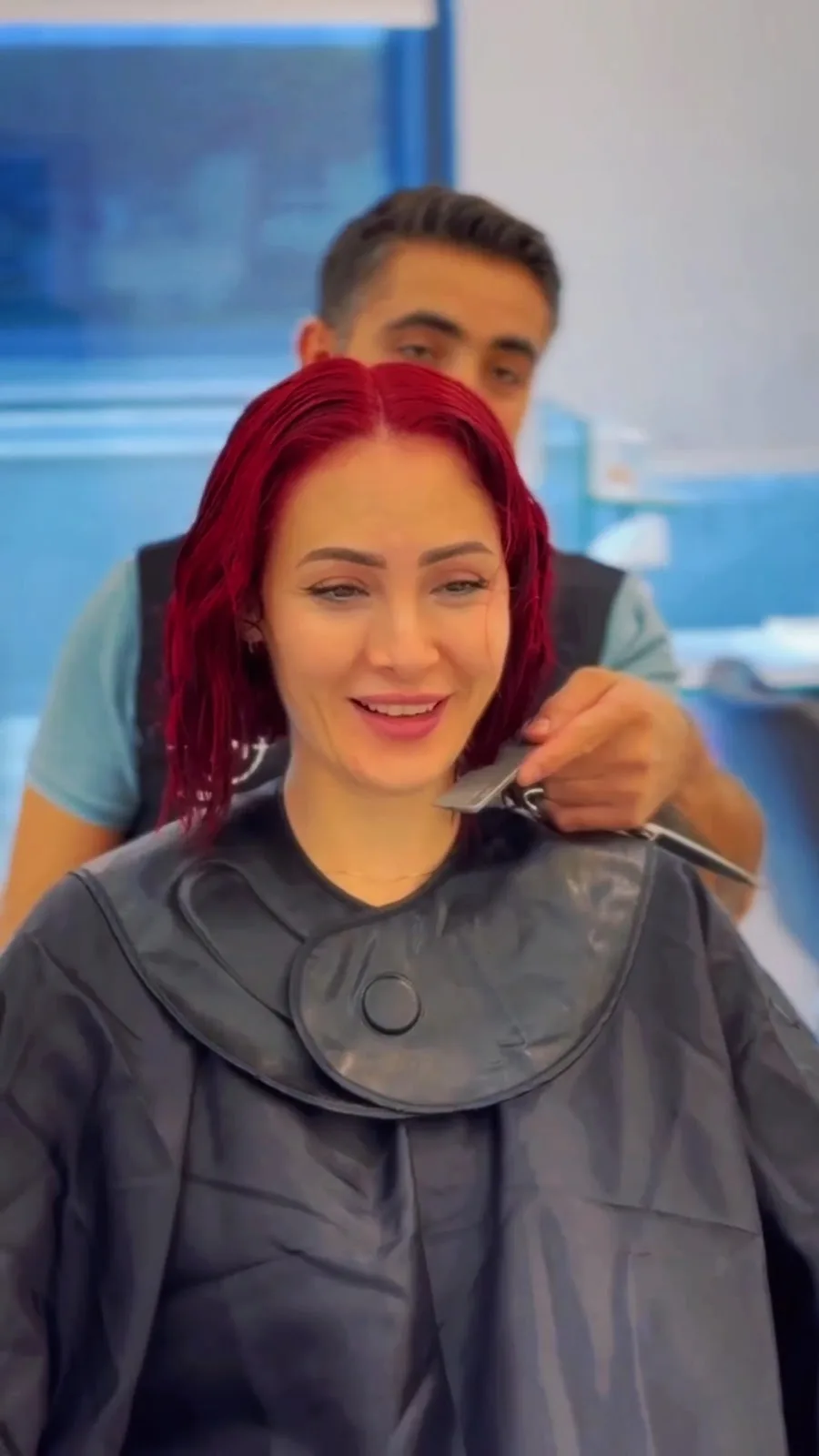 Client with red hair in the salon