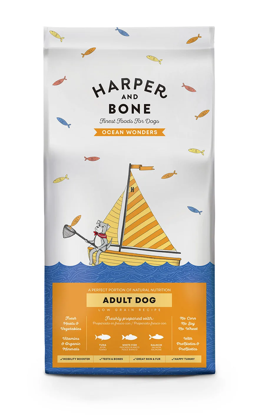 Premium dog food on the shelf