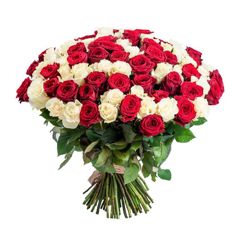 Large bouquet of red and white roses