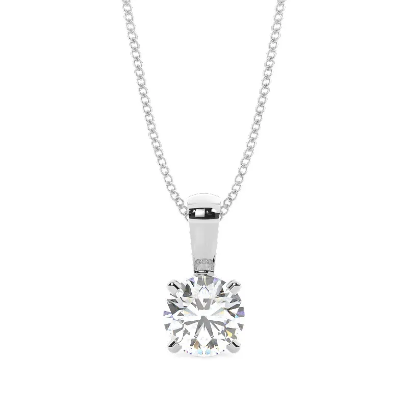 Solitaire diamond pendant on a fine white gold chain