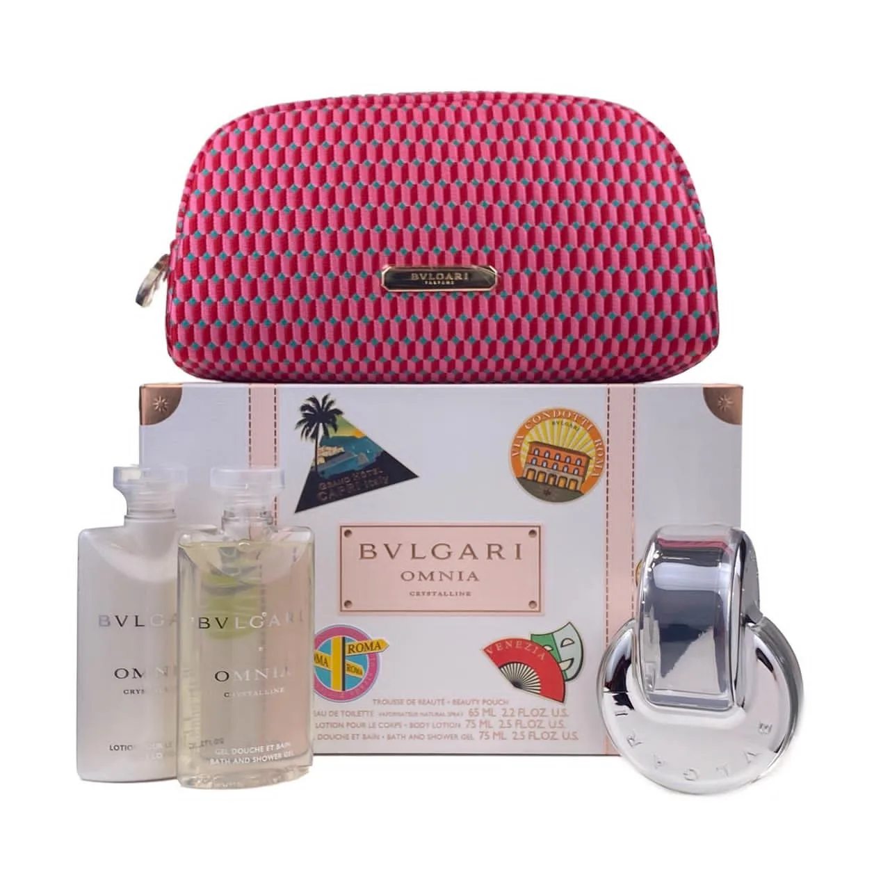 A fragrance gift set with pouch and miniatures