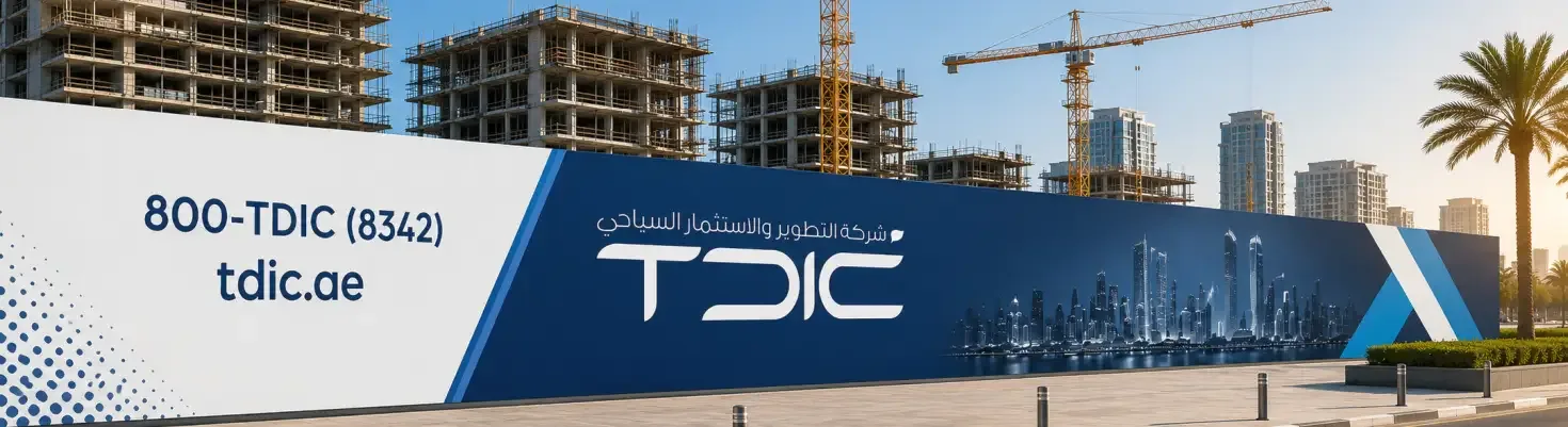 Large outdoor construction site hoarding panel with corporate branding