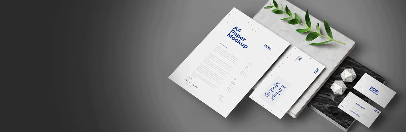Printed business stationery set with letterhead, envelope and cards