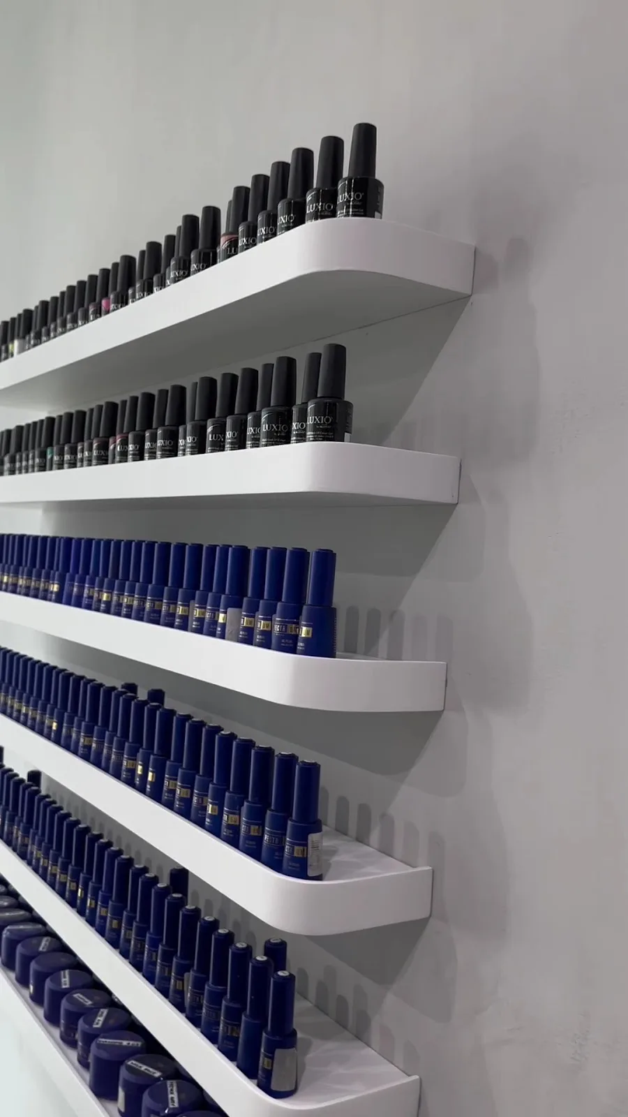 Wall of gel polish colours inside Cactus Ladies Beauty Salon