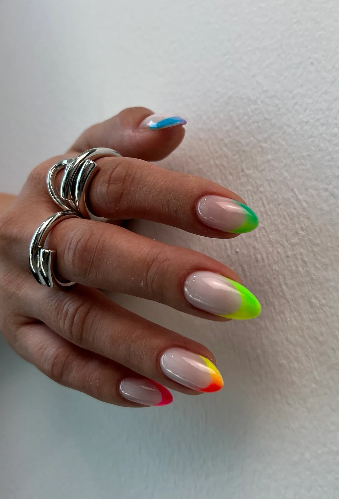 Colourful hand-painted nail art