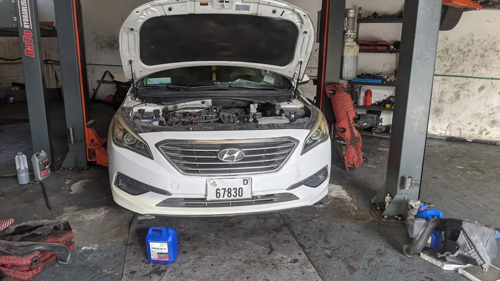 Open engine bay during an electrical diagnostic