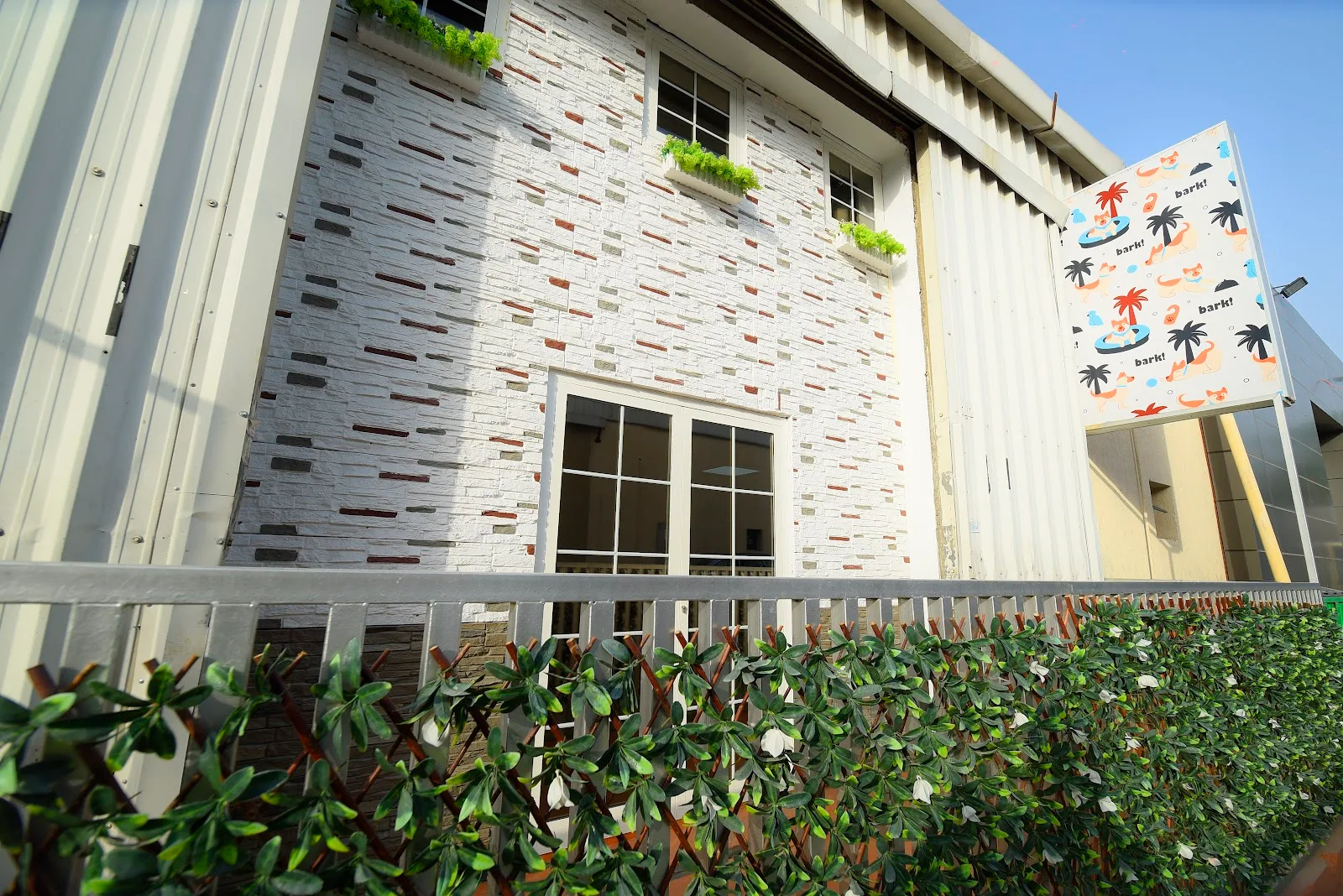The BarkVille building in Al Quoz with its painted pet-pattern sign