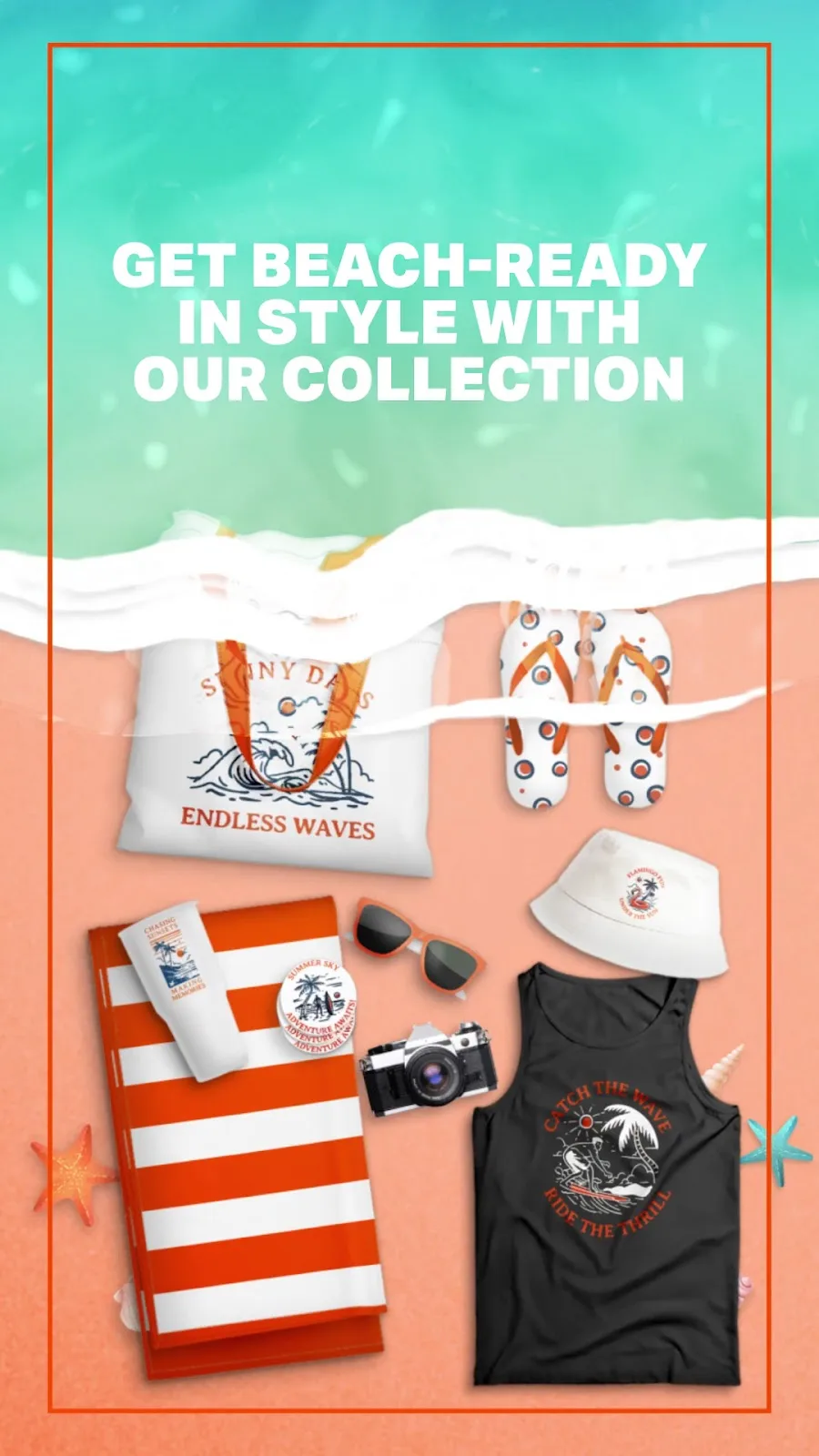 Branded beach merchandise collection