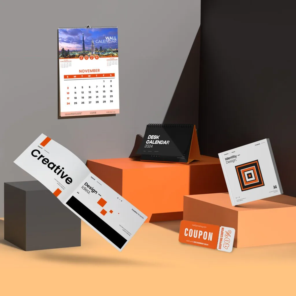 Wall and desk calendars with identity print