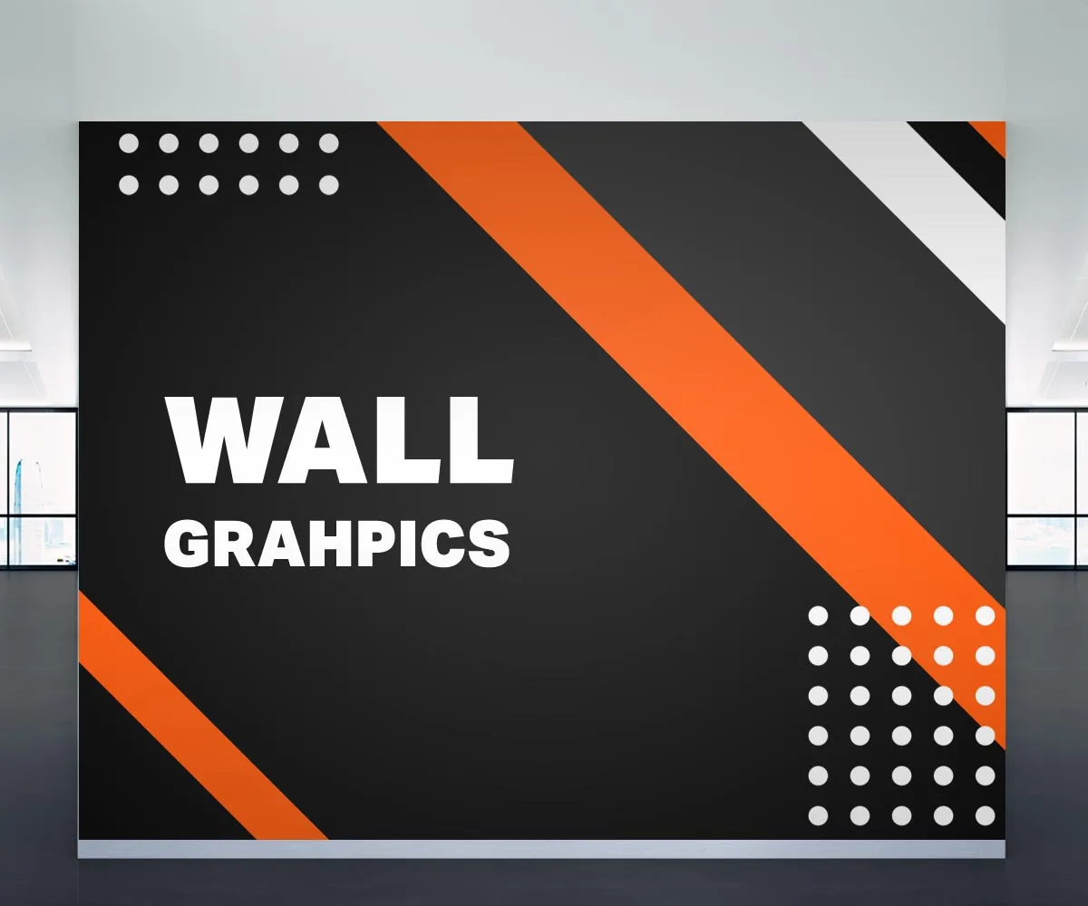 Black and orange wall graphics